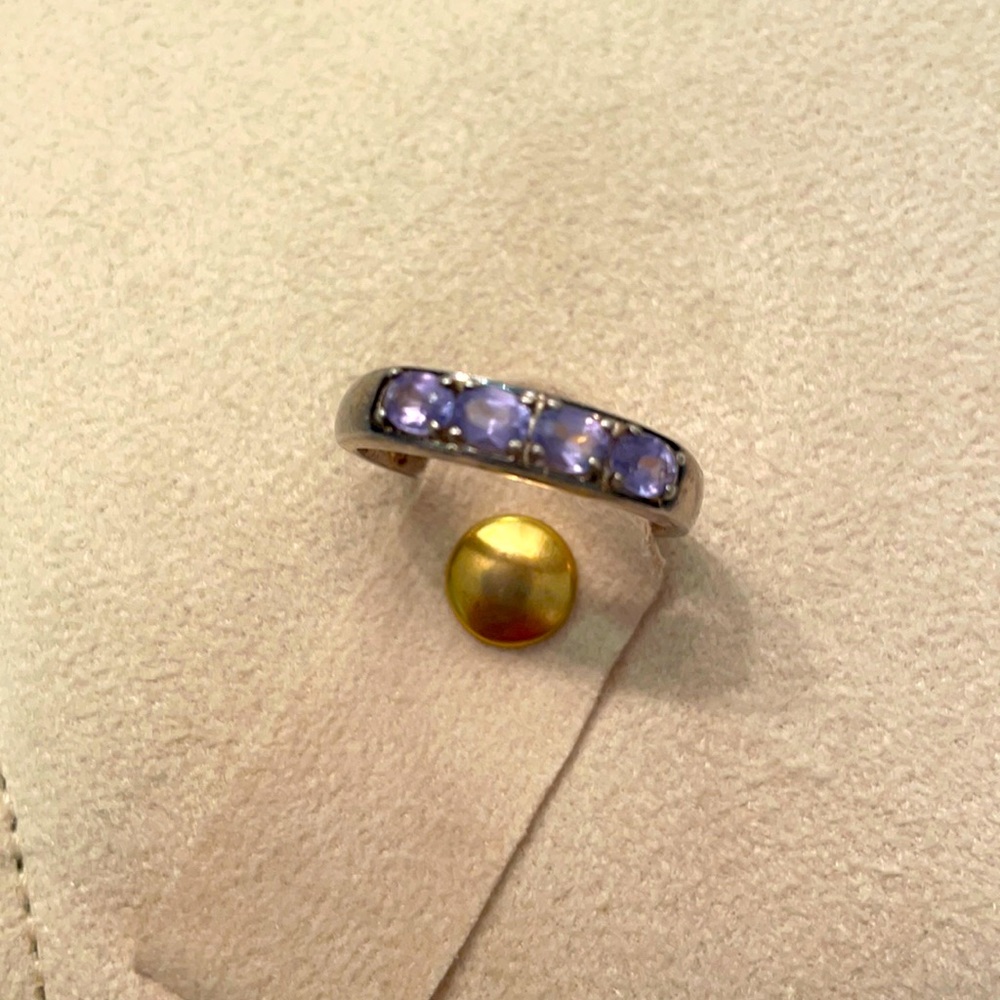 Brilliant tanzanite ring set in sterling silver.